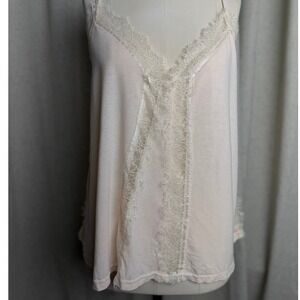 POL  Cottage Women  Lace Trim V-Neck Top Adjustable Straps Small